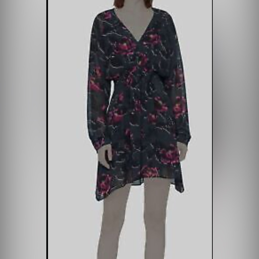 AllSaints Dark Floral long sleeve dress